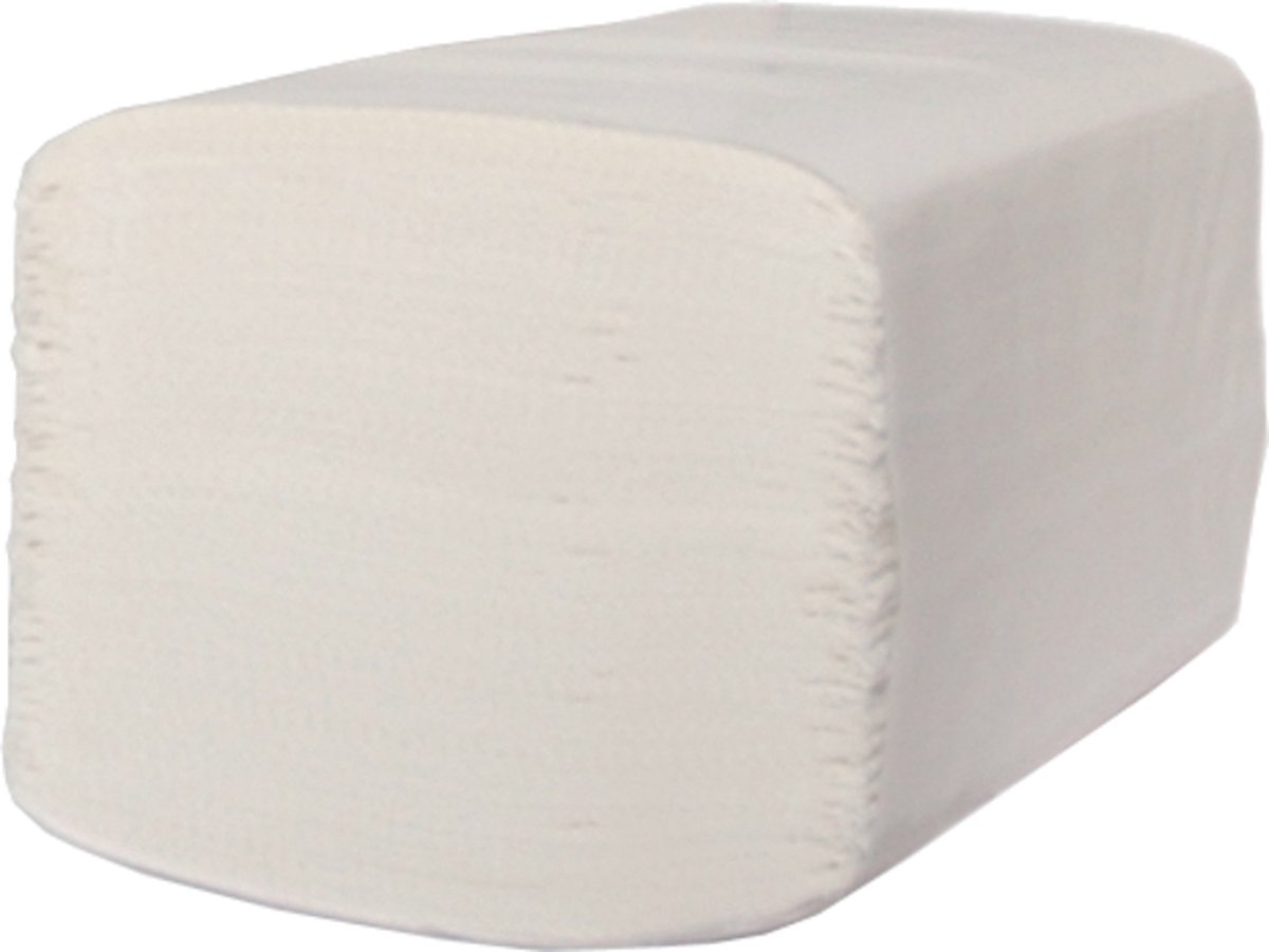 Qleaniq® Handdoek - ZZ-vouw - papier - 22cm - 24.3cm - wit - 3200 stuks