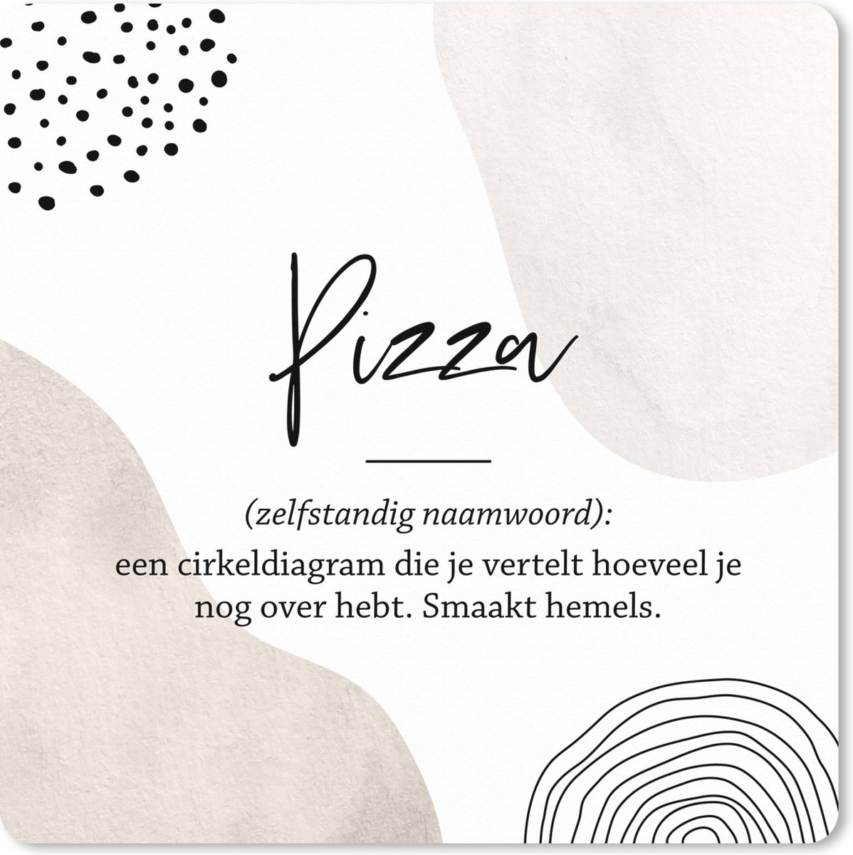 Muismat XXL 60x60 cm - Bureau onderlegger - Bureau mat Pizza - Woordenboek - Spreuken - Quotes - Pizza definitie - Bureaumat - Gaming mousepad xl - Bureaulegger groot - Computer deskmat