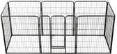 vidaXL - Hondenren - met - 8 - panelen - 80x100 - cm - staal - zwart