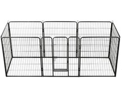 vidaXL - Hondenren - met - 8 - panelen - 80x100 - cm - staal - zwart