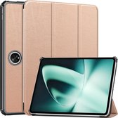 Tri-Fold Book Case met Wake/Sleep - Geschikt voor OnePlus Pad Hoesje - Rose Gold