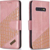 BINFEN Croco Book Case-- Geschikt voor Samsung Galaxy S10 Plus Hoesje - Rose Gold