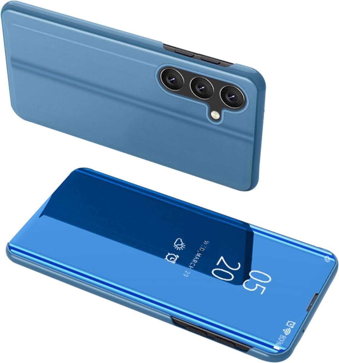 Hoesje - Geschikt voor Samsung Galaxy A54 Hoesje - Mirror View Case - Blauw