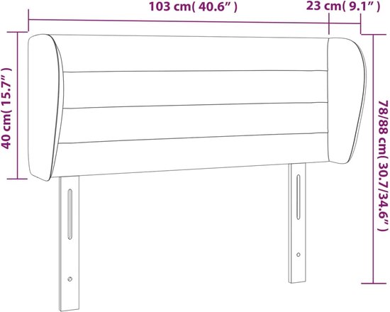 vidaXL - Tête de lit - avec - bords - 103x23x78/88 - cm - velours - rose