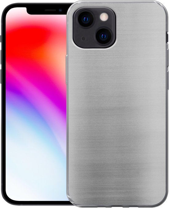 Coque iPhone 13 mini - Impression métallique - Argent - Ligne - Grijs - Structure - Siliconen Phone Case