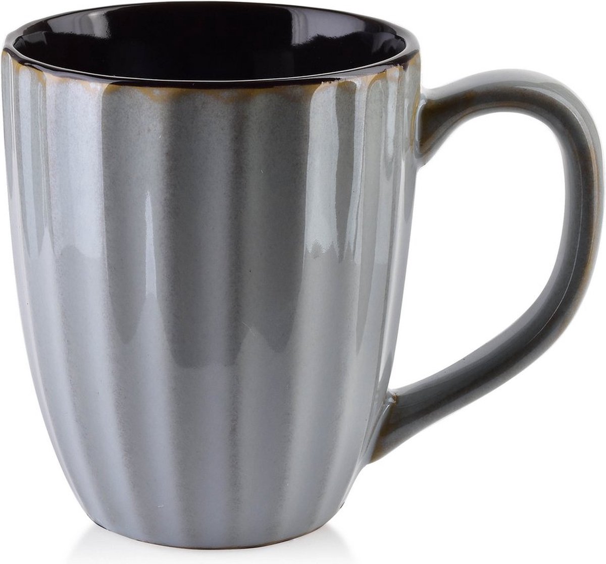 Affekdesign - Set van 4 Mokken/bekers/tassen - Grijs/zwart - 400ml
