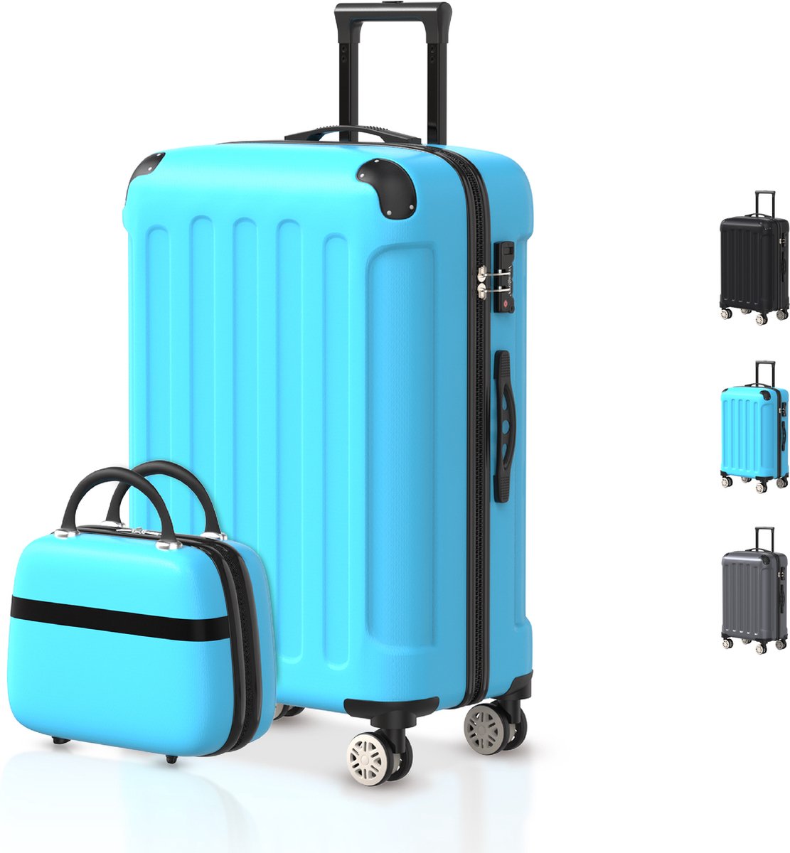 Voyagoux® Kofferset 2 delig - ABS kofferset - XS / M - Koffer - Lichtblauw