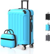 Ensemble valise Voyagoux® 2 pièces - Ensemble valise ABS - XS /M - Valise - Bleu clair