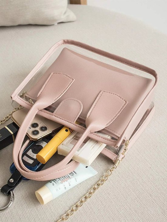 Mini sac bandouli re transparent avec cha ne bol