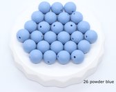 Perles en silicone 15 mm, 5 pièces, bleu poudre