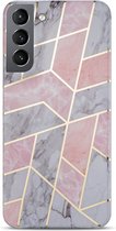 Coverup Marble Design TPU Back Cover - Geschikt voor Samsung Galaxy S23 Plus Hoesje - Pink / Grijs