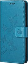 OnePlus Nord CE 5G Hoesje - Coverup Bloemen & Vlinders Book Case - Blauw