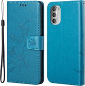 Coverup Bloemen & Vlinders Book Case Geschikt voor Motorola Moto G51 Hoesje - Blauw
