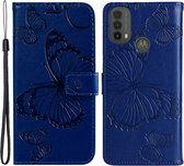 Coverup Vlinders Book Case - Geschikt voor Motorola Moto E20 / E30 / E40 Hoesje - Blauw