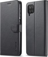 LC.IMEEKE Luxe Book Case - Geschikt voor Samsung Galaxy A12 Hoesje - Zwart