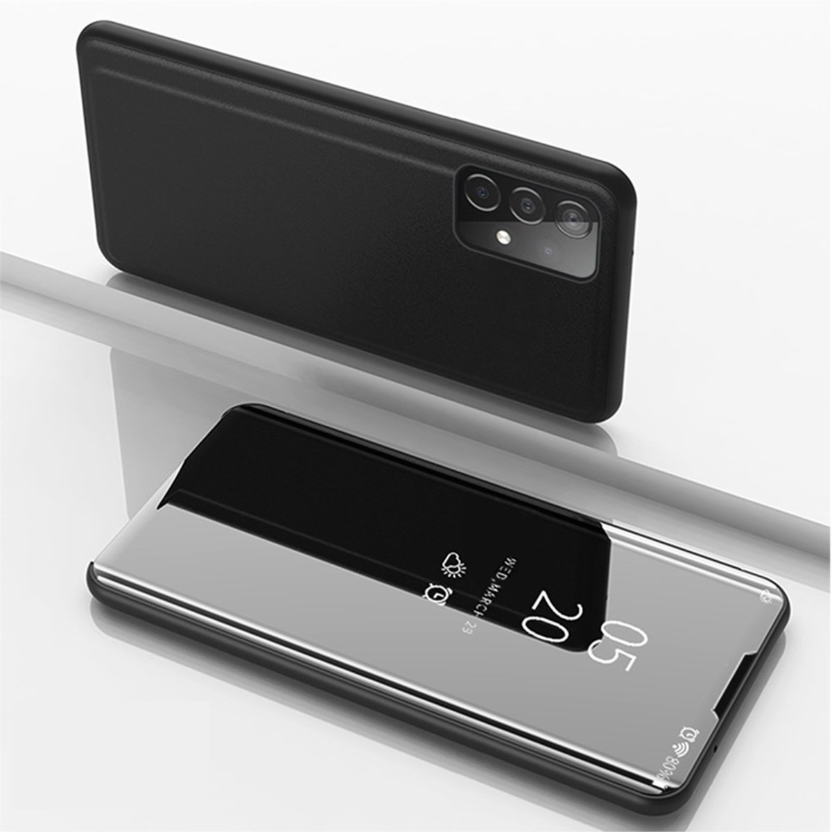Hoesje - Geschikt voor Samsung Galaxy A52 / A52s Hoesje - Mirror View Case - Zwart