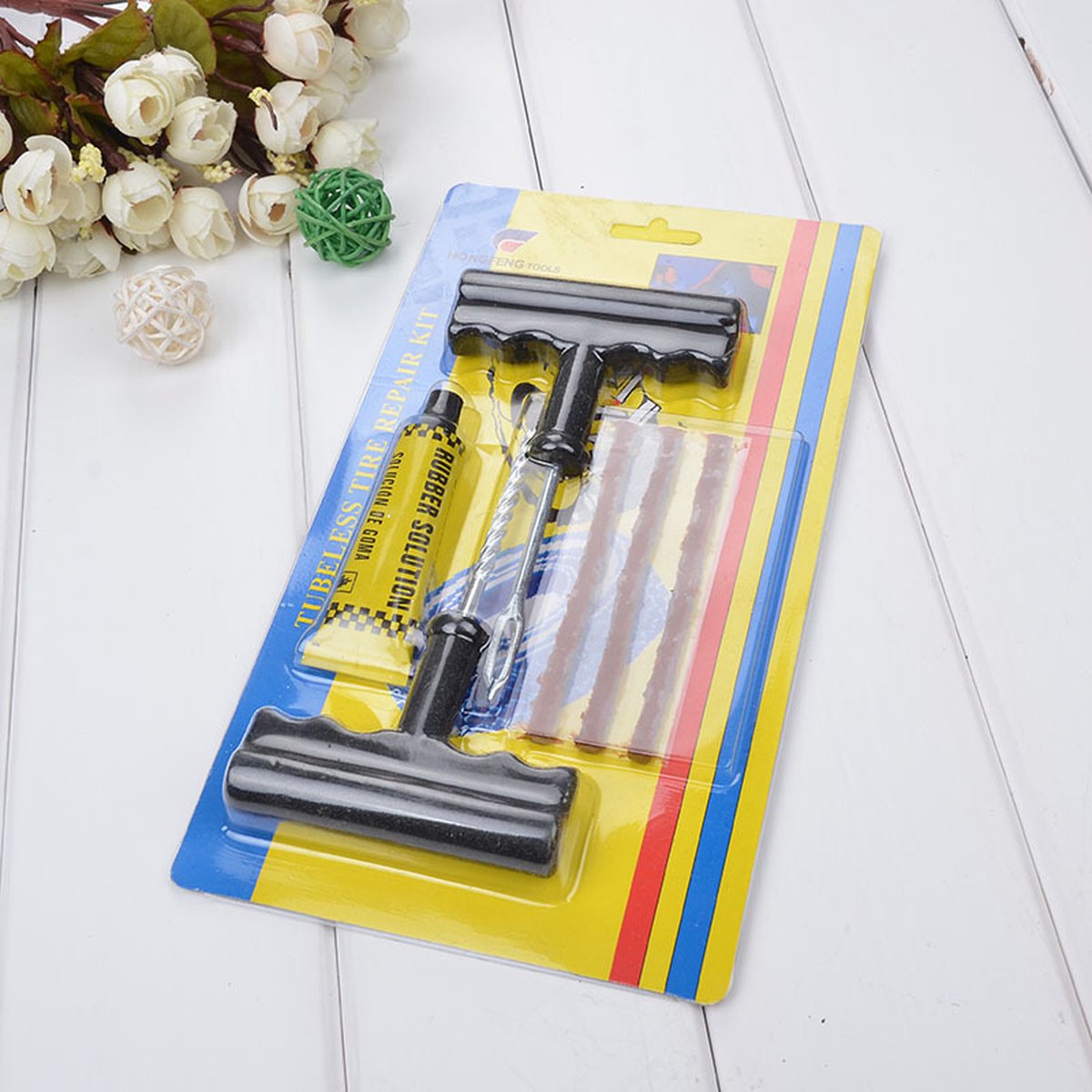 Bandenherstelkit - Bandenreparatiepakket - Bandenplakset - Bandenreparatiegereedschap - Bandenreparatiebenodigdheden - Bandenreparatietoolkit - Bandenreparatiemateriaal - Bandenreparatiesetje