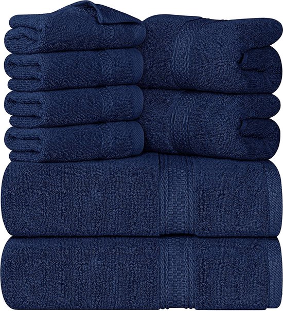 White Classic Luxe badhanddoekenset van 8 stuks - 100% Turks katoen, zeer absorberende handdoeken voor badkamer, 2 luxe badhanddoeken 700 g/m², 2 handdoeken, 4 washandjes - wit