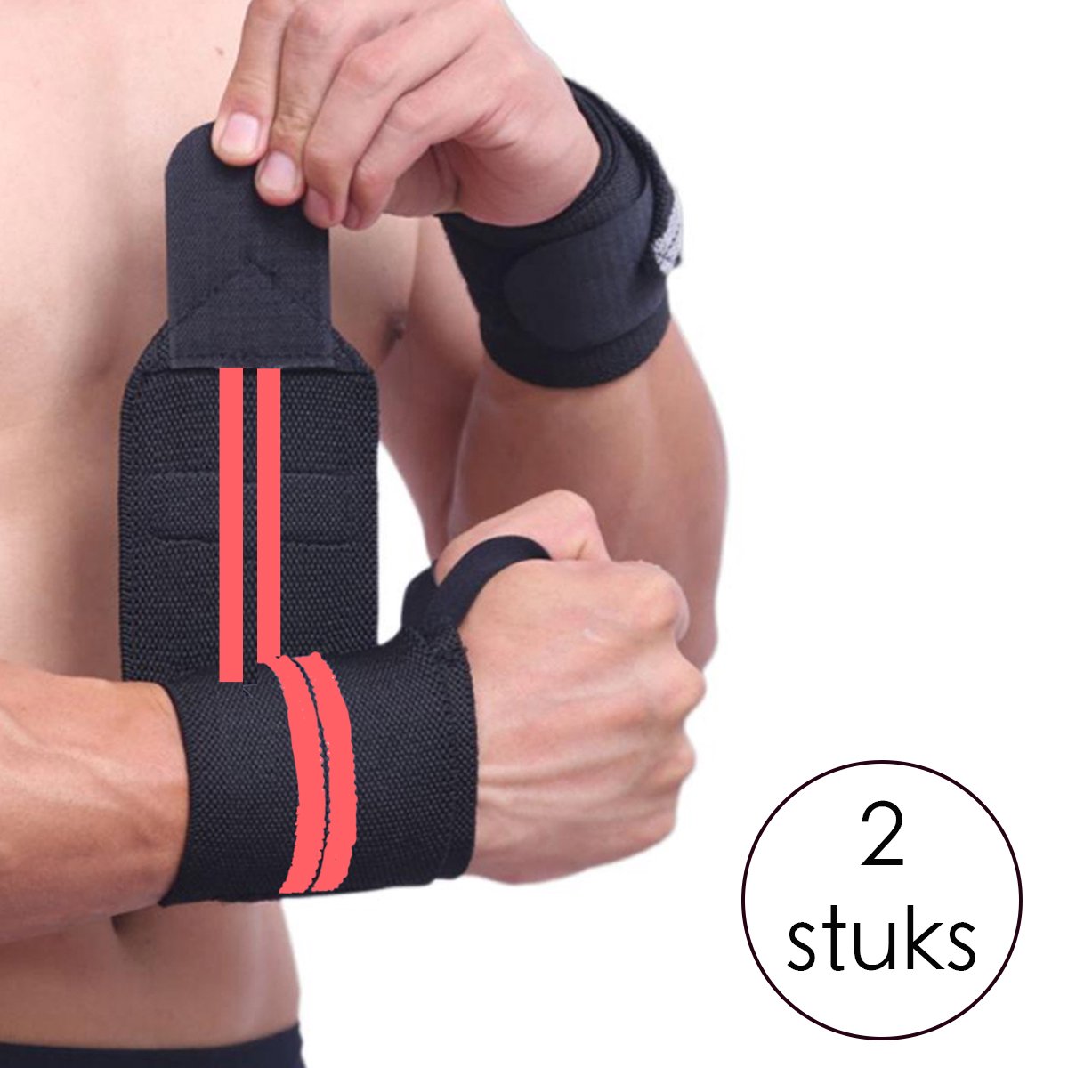 Bracelet Fitness / Crossfit - 2 Pièces - Rouge / Zwart - Bandage Poignet  Bandage