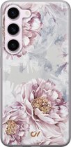 Hoesje geschikt voor Samsung Galaxy S23 - Floral Print - Bloemen - Beige - Soft Case Telefoonhoesje - TPU Back Cover - Casevibes