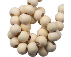 Blanke Houten Kralen Groot Gat (20 mm) 25 stuks