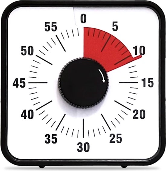 VINKIT Leerklok Zwart 19cm x19 cm Hoogwaardige Leerklok voor Kinderen Timer Kind...