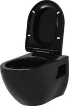 vidaXL Toilette suspendue en céramique noir