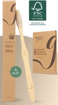 NATURE’S groove® Bamboe Handtandenborstel Soft - 6 Stuks - Houten Tandenborstel - Handmatig