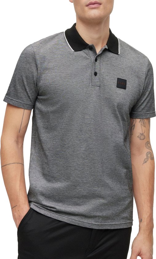 BOSS - PeOxford Polo Grijs - Slim-fit - Heren Poloshirt Maat XXL