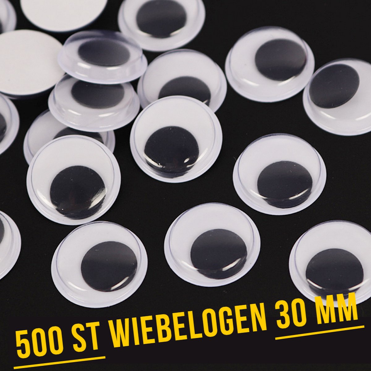 Allernieuwste.nl® 500 Stuks Wiebelogen 30 mm - Bewegende Zelfklevende Wiebel Oogjes 3 cm - Creatieve Knutsel Ogen 30 mm - wit zwart