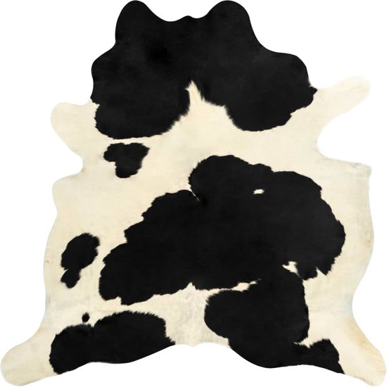 vidaXL Tapis 150x170 cm véritable peau de vache noir et blanc