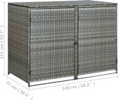 vidaXL - Containerberging - dubbel - 148x77x111 - cm - poly - rattan - antraciet