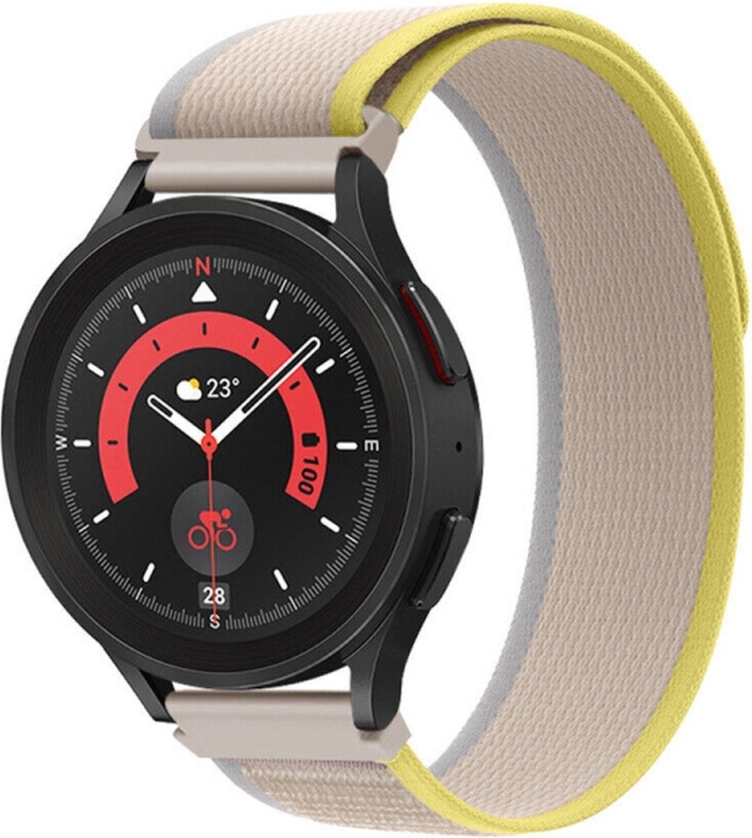 Nylon bandje - geschikt voor Garmin Vivoactive 4 / Venu 2 / Venu 3 / Forerunner 255 / 265 - geel