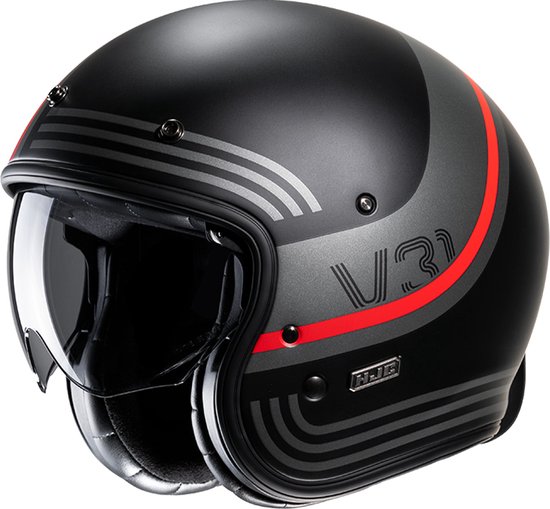 Hjc V31 Byron Zwart Rood MC1Sf Jethelm - Maat XS - Helm