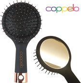 Coppelo - Haarborstel met spiegel - Roségoud - compact en klein model - Tip voor onderweg