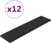 vidaXL - Wandpanelen - 12 - st - 1,08 - m² - 60x15 - cm - kunstleer - zwart