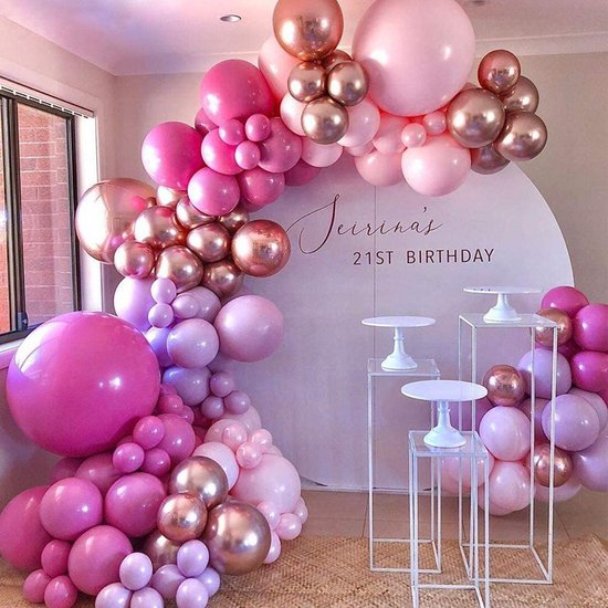 Roze ballonboog- Decoratie Bruiloft Decor Baby Shower-verjaardag ballon 105 stuks-Macaron Balloon Garland Arch Kit Foil Metal Rose