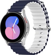 Siliconen bandje - geschikt voor Garmin Venu / Venu 2 Plus / Venu SQ / SQ 2 / Vivomove / 3 / Style / Vivoactive 3 / Vivoactive 5 / Forerunner 55 / 165 / 245 / 645 - donkerblauw-wit