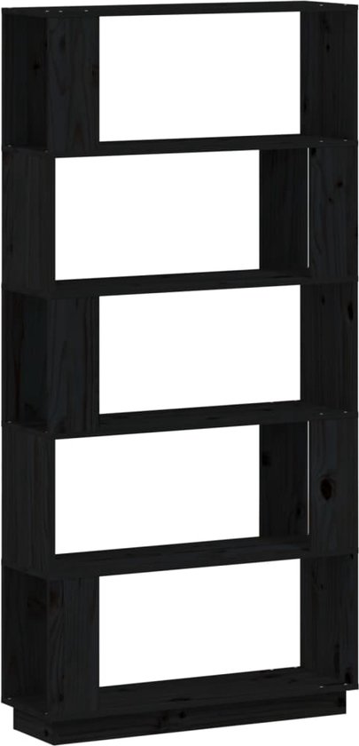 vidaXL - Boekenkast/kamerscherm - 80x25x163,5 - cm - massief - grenenhout - zwart