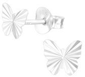 Joy|S - Zilveren vlinder oorbellen - 6 x 5 mm - classic cut - oorknoppen