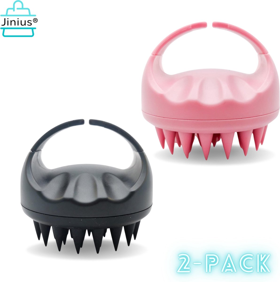 Scalp Massager - Massage Borstel Hoofdhuid - Brush - 2 Stuks - Roze & Zwart - Siliconen Haarbostel - Massage - Stress Vrij - Gezonde Hoofdhuid - Verminderd Roos - Roosvrij - Gezond Haar