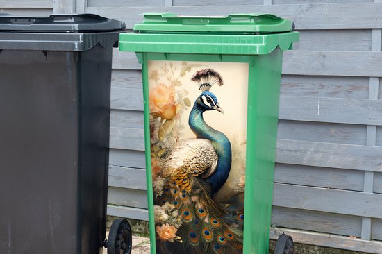 Autocollant contenant Paon - Plumes de paon - Fleurs - Vogels - Botanique - 44x98 cm - Autocollant Kliko