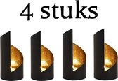 Oriëntaalse metalen theelichthouder Bodhi Goud - Set 4 stuks - Tafel Decoratie - Metaal - Zwart / Goud
