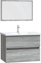 vidaXL - 2-delige - Badkamermeubelset - bewerkt - hout - grijs - sonoma - eikenkleur