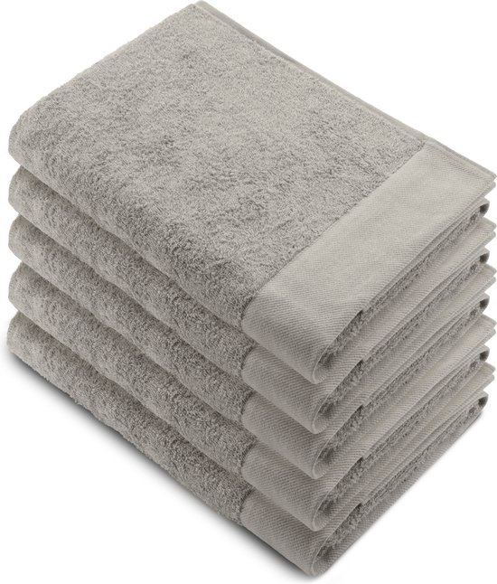 Walra Remade XL Handdoeken 70x140 - set van 5 - Zware kwaliteit 550 g/m2 - Taupe