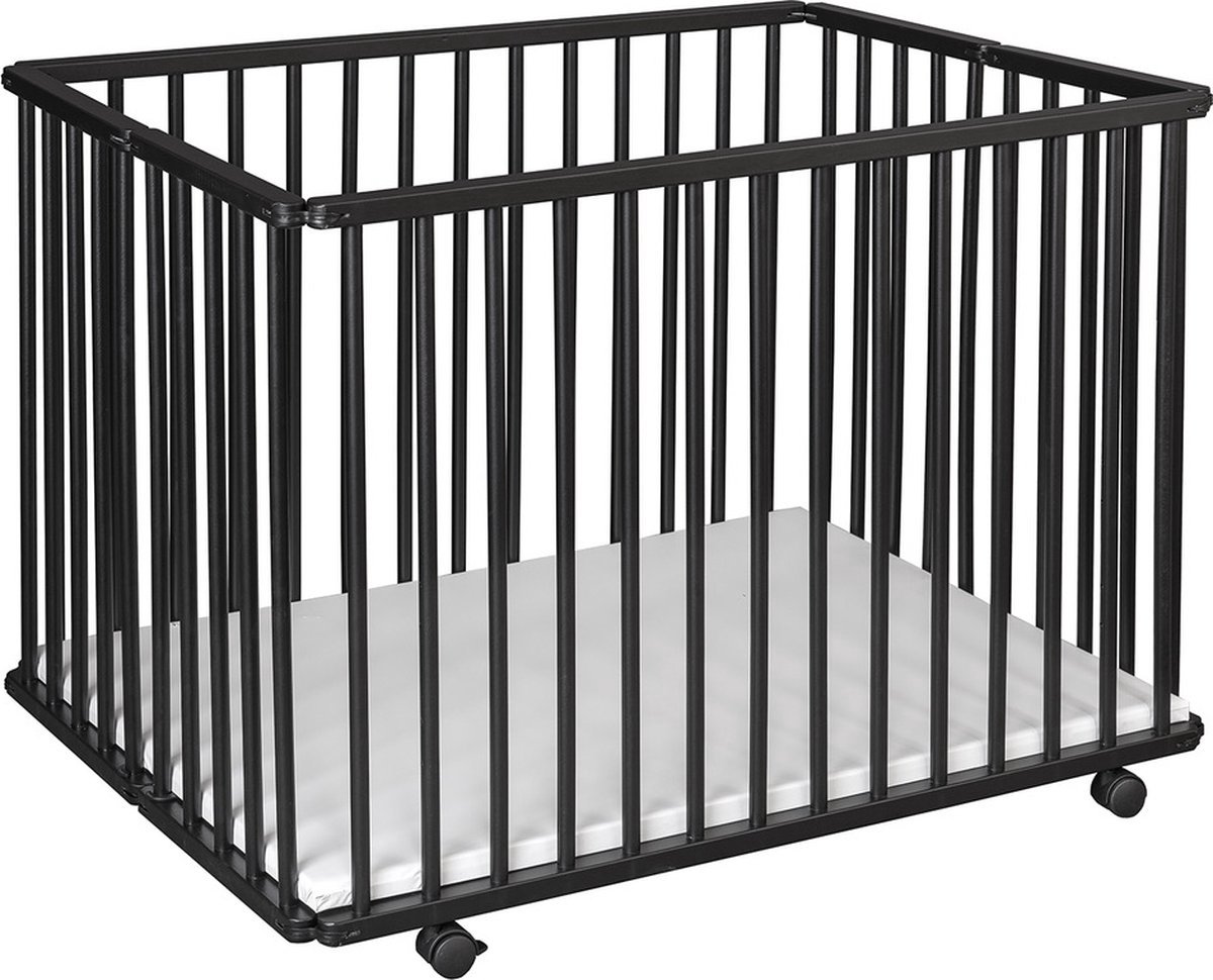 Bebies First LIAM Babybox Inklapbaar / Baby box – Kinderbox / Playpen Met Wieltjes - 99 x 75 x 74 cm - Zwart thumbnail 5