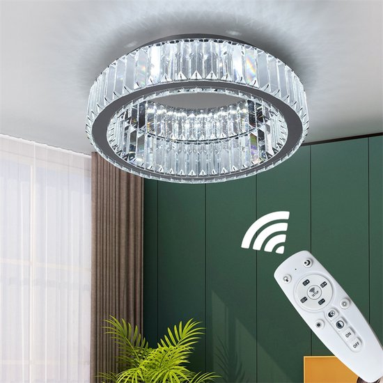 Plafonnier LED Crystal Luxe - Dimmable Avec Télécommande - Lampe Salon - Lampe Led Crystal - Lampe Moderne - Plafoniere