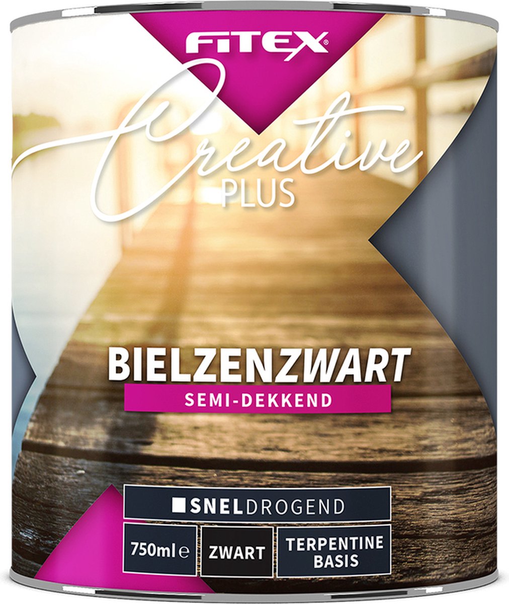 Fitex Creative+ Bielzenzwart - Beits - Dekkend - Terpentine basis - Zwart