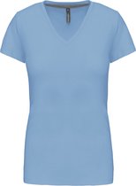 T-shirt Dames XXL Kariban V-hals Korte mouw Sky Blue 100% Katoen