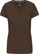 T-shirt Dames XXL Kariban V-hals Korte mouw Chocolate 100% Katoen